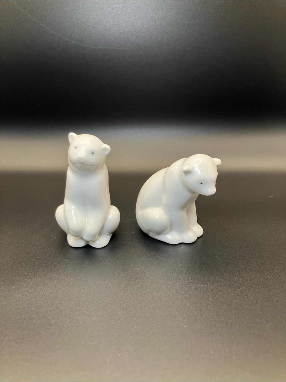 Lladro NAO White Ceramic Polar Bear Figurine Set